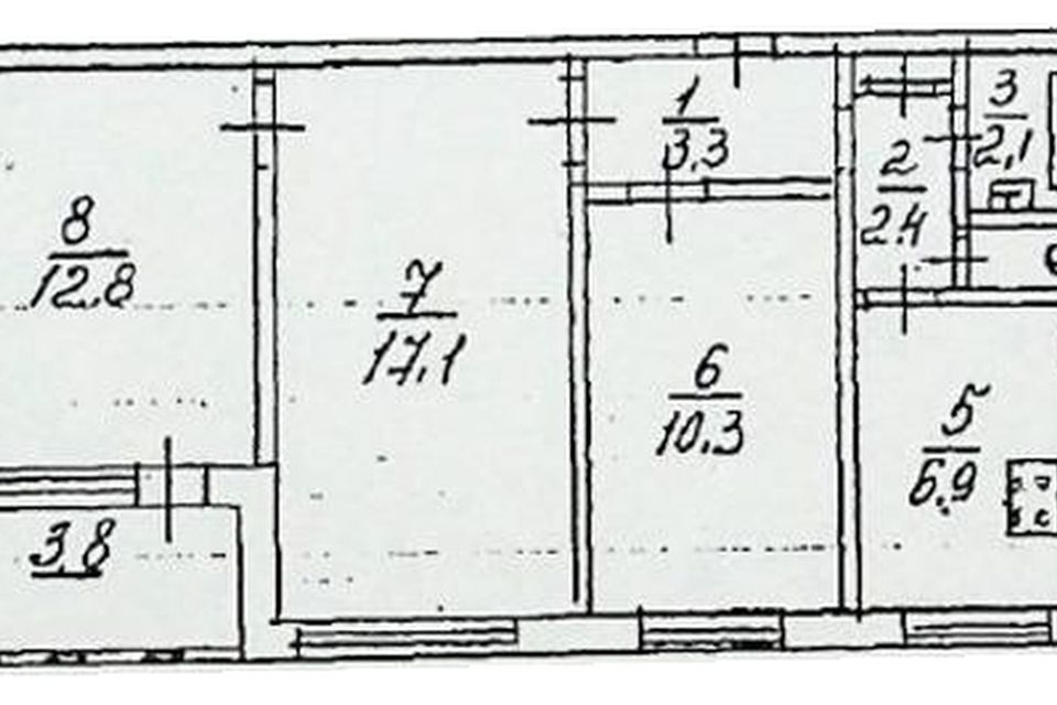 Продаётся 3-комнатная квартира, 56 м²