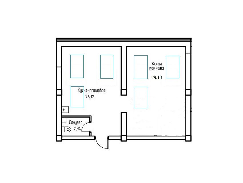 Продаётся 2-комнатная квартира, 58.2 м²