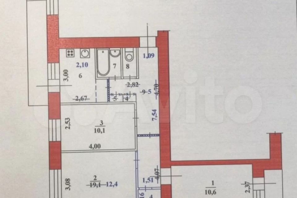 Продаётся 3-комнатная квартира, 57.7 м²
