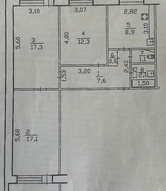 Продаётся 3-комнатная квартира, 70.1 м²