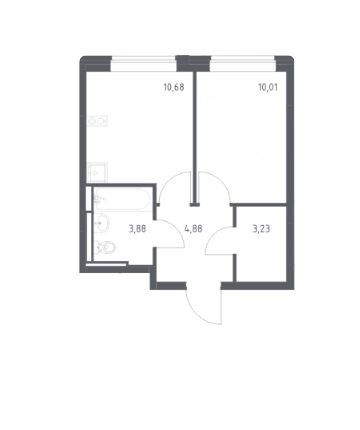 Продаётся 1-комнатная квартира, 32.68 м²