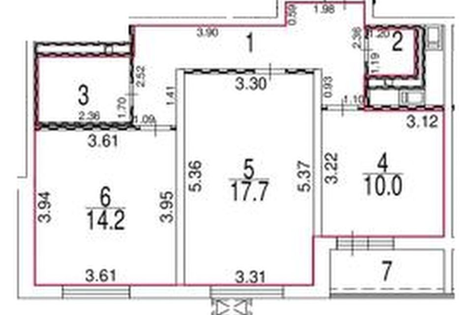 Продаётся 2-комнатная квартира, 59.2 м²