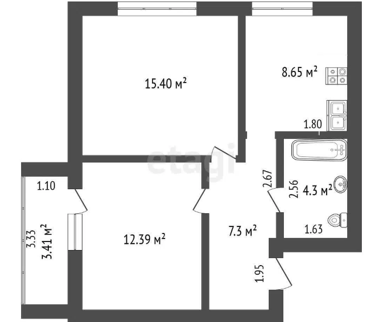Продаётся 2-комнатная квартира, 50 м²