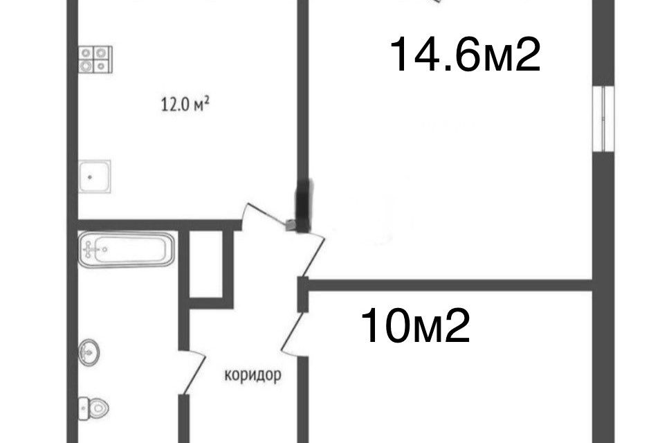 Продаётся 1-комнатная квартира, 44.1 м²