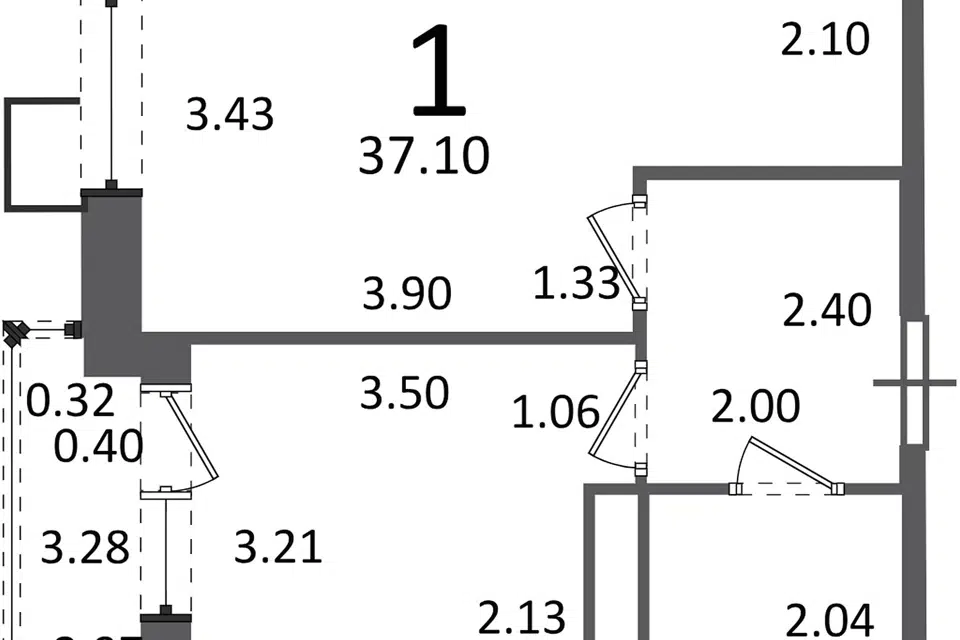 Продаётся 1-комнатная квартира, 37.1 м²