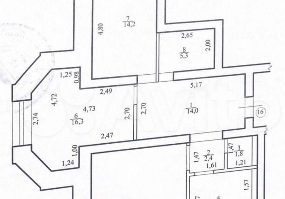 Продаётся 3-комнатная квартира, 86.7 м²