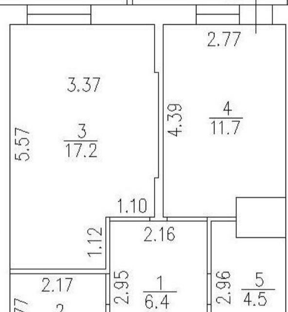 Продаётся 1-комнатная квартира, 44 м²