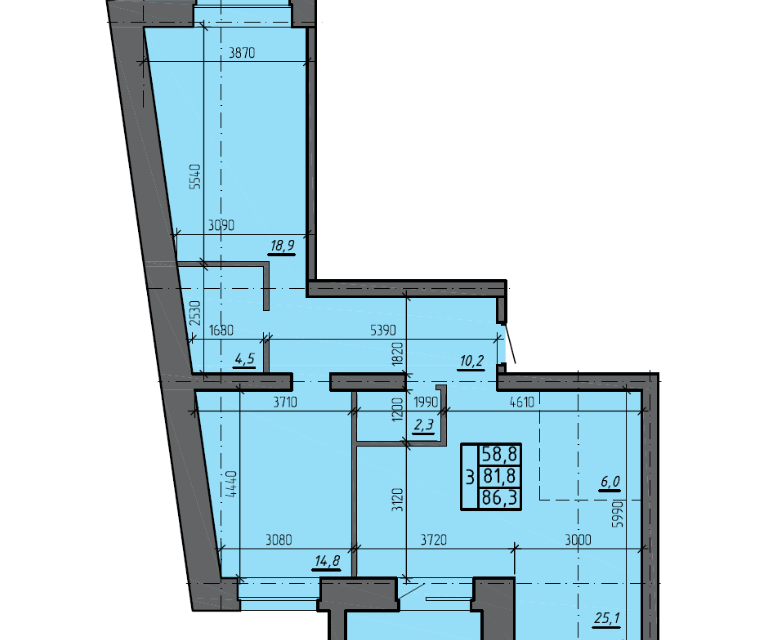 Продаётся 3-комнатная квартира, 86.3 м²