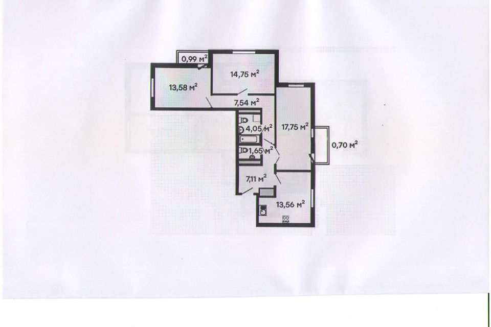 Продаётся 3-комнатная квартира, 84.2 м²