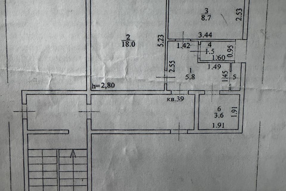 Продаётся 1-комнатная квартира, 38.3 м²