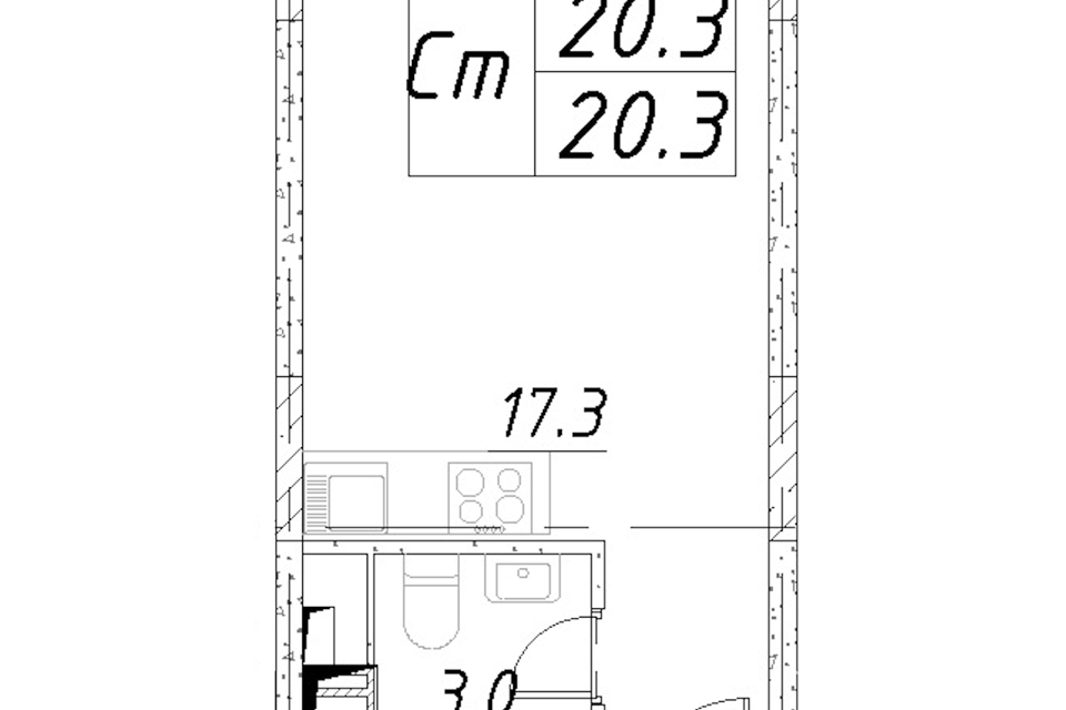 Продаётся студия, 20.3 м²