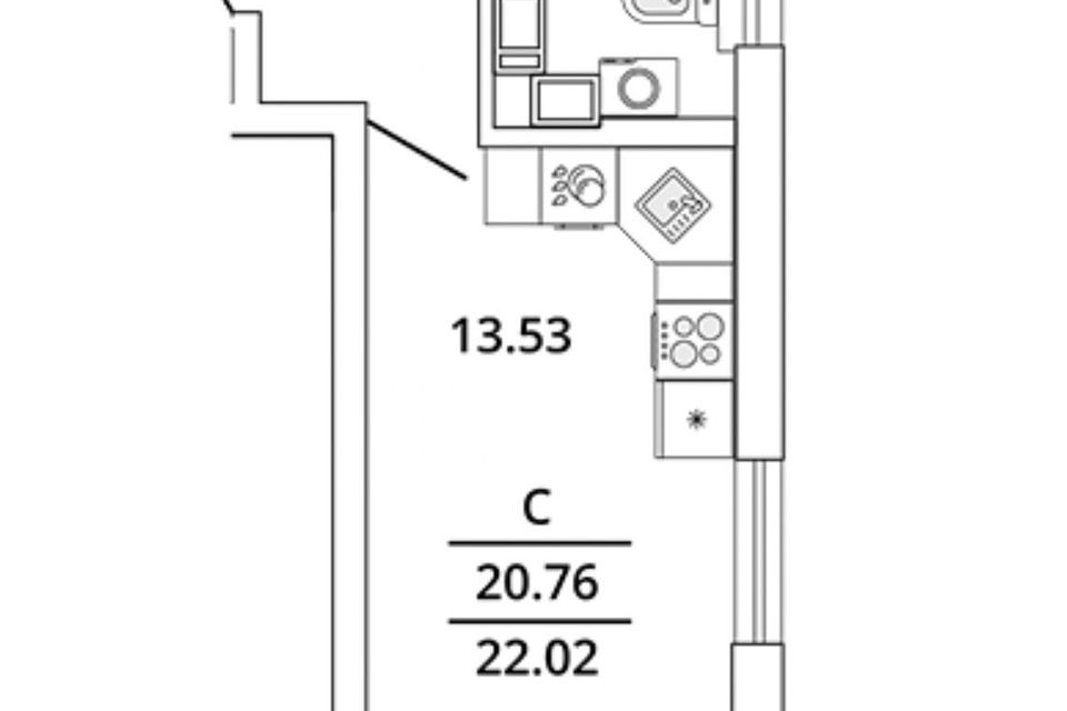 Продаётся студия, 22.2 м²