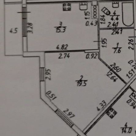 Продаётся 1-комнатная квартира, 46.8 м²