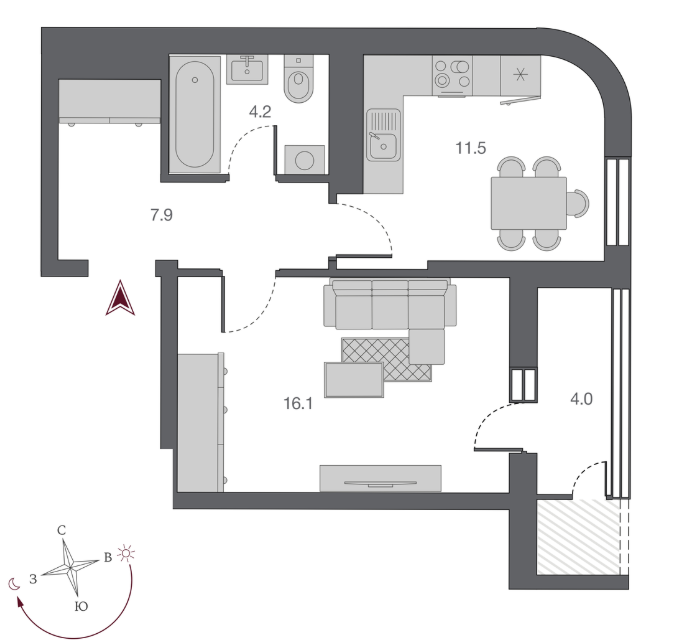 Продаётся 1-комнатная квартира, 40 м²