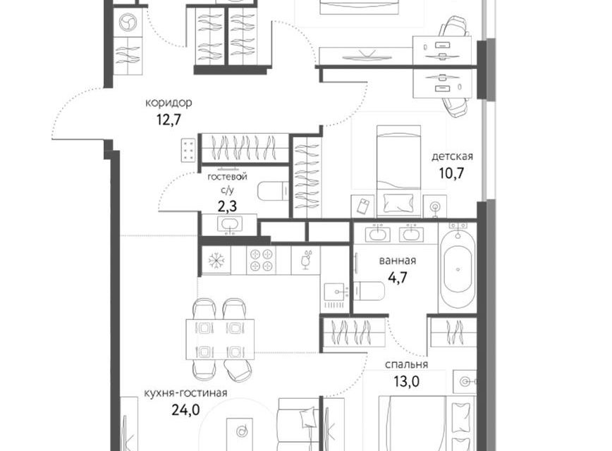 Продаётся 3-комнатная квартира, 86 м²