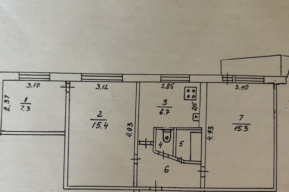 Продаётся 3-комнатная квартира, 52.1 м²
