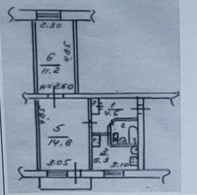 Продаётся 2-комнатная квартира, 41.2 м²