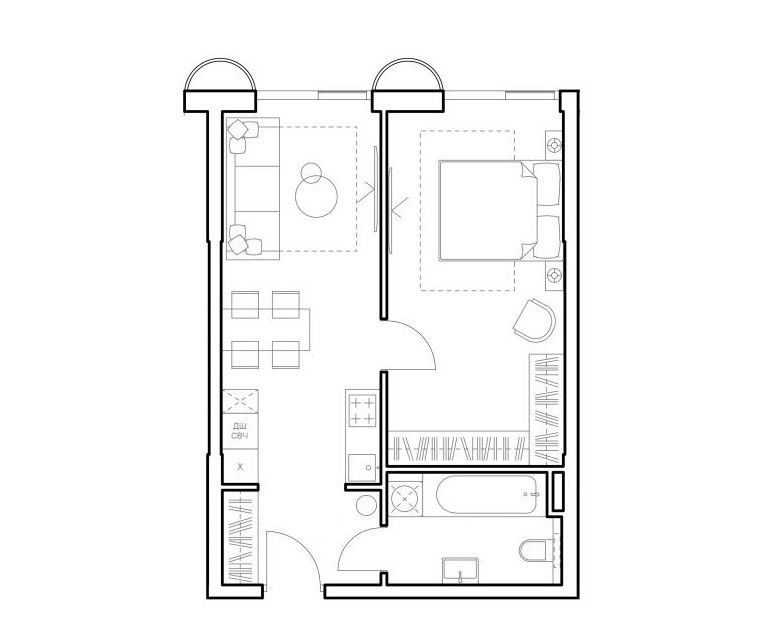 Продаётся 1-комнатная квартира, 45.2 м²