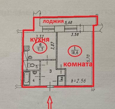 Продаётся 1-комнатная квартира, 38.7 м²