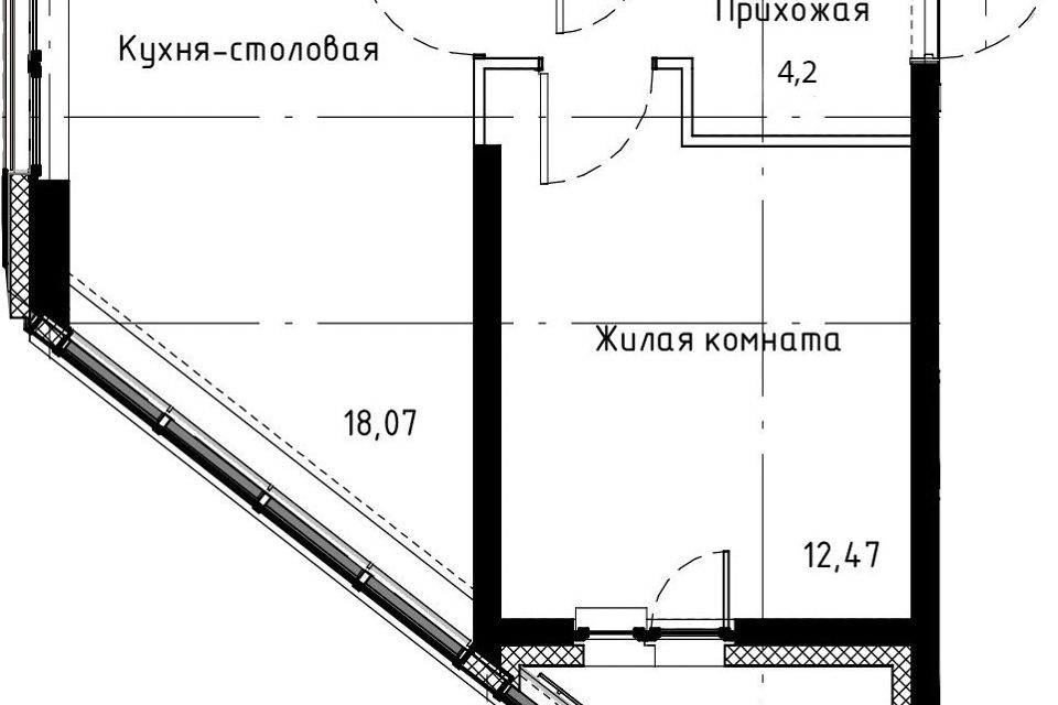 Продаётся 1-комнатная квартира, 42 м²