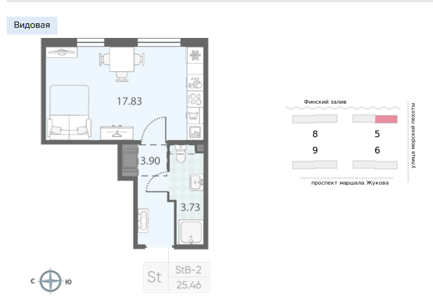 Продаётся студия, 25.46 м²