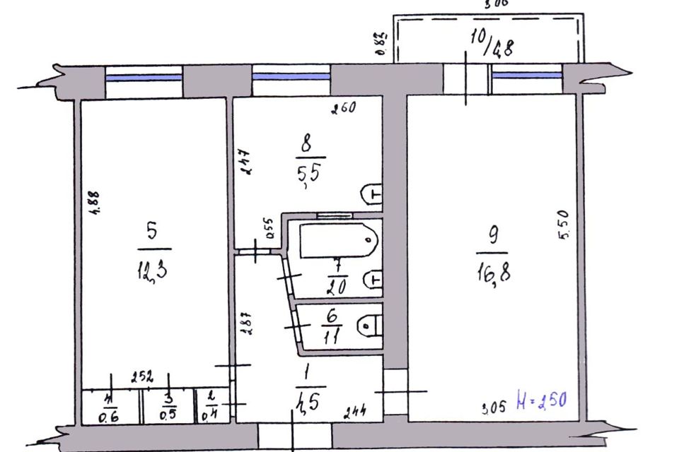 Продаётся 2-комнатная квартира, 43.7 м²
