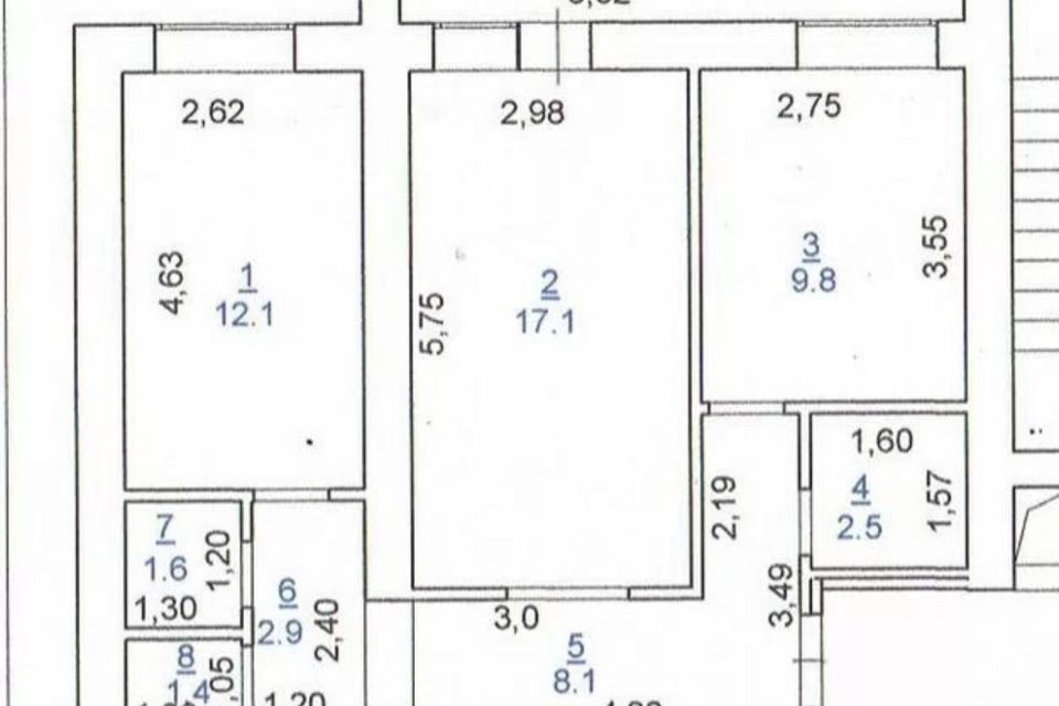 Продаётся 3-комнатная квартира, 71.3 м²