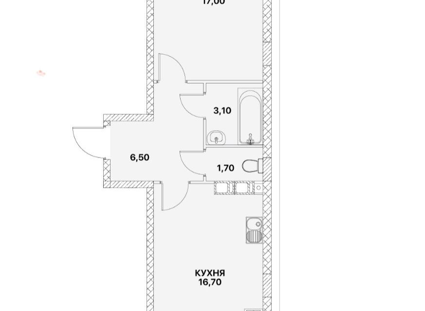 Продаётся 1-комнатная квартира, 46.9 м²