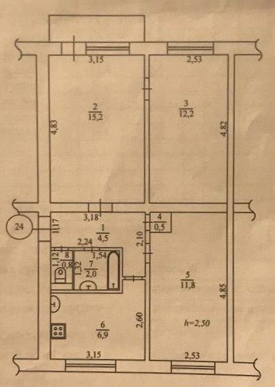 Продаётся 3-комнатная квартира, 54.7 м²