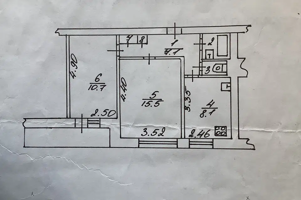 Продаётся 2-комнатная квартира, 45.6 м²