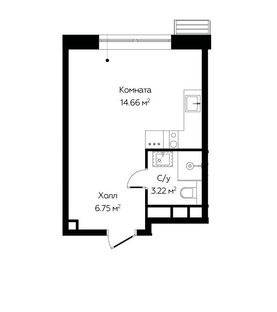 Продаётся студия, 24.63 м²