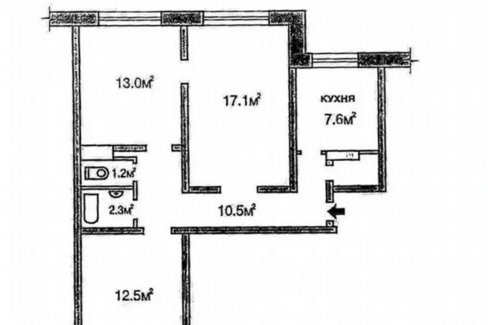 Продаётся 3-комнатная квартира, 65.5 м²