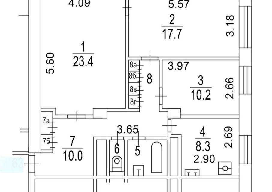 Продаётся 3-комнатная квартира, 78.8 м²