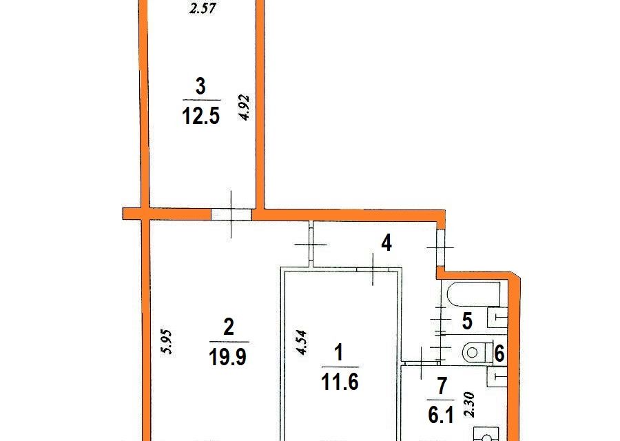 Продаётся 3-комнатная квартира, 58.3 м²