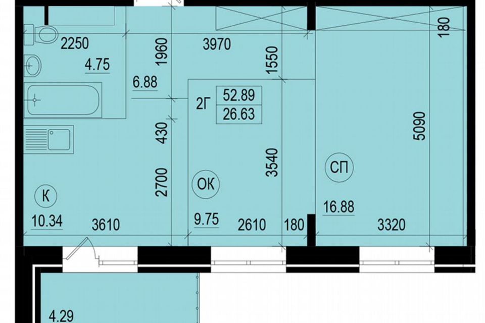 Продаётся 2-комнатная квартира, 60 м²