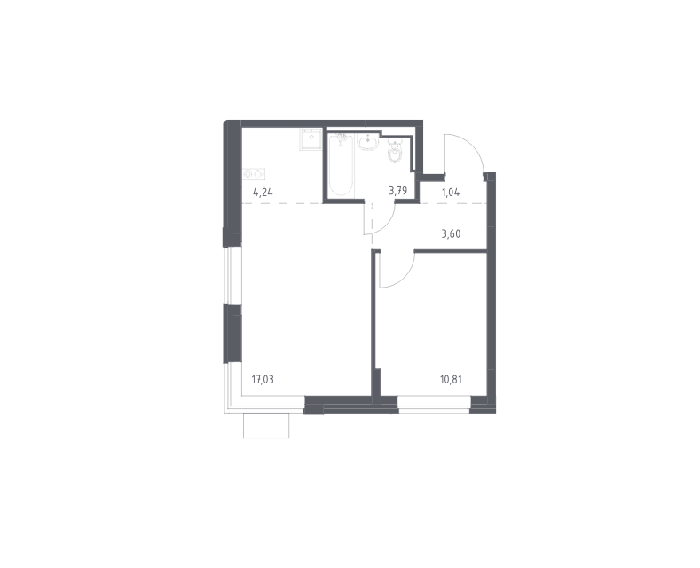 Продаётся 1-комнатная квартира, 40.5 м²