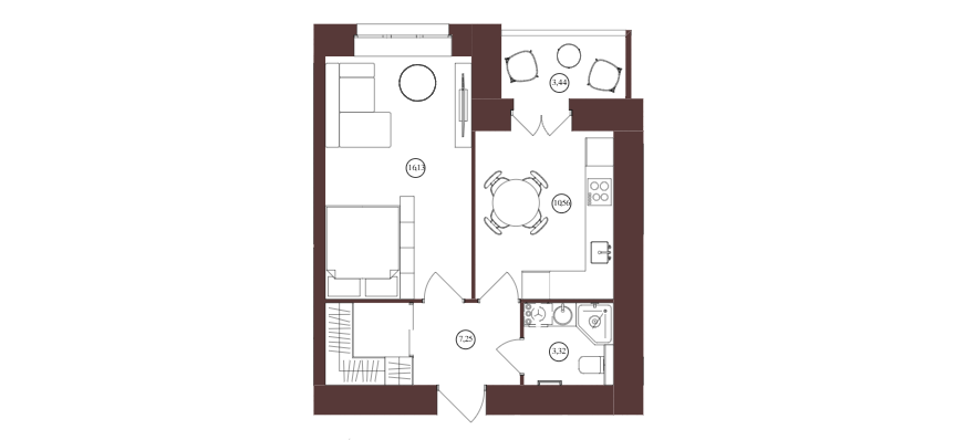 Продаётся 1-комнатная квартира, 40.7 м²