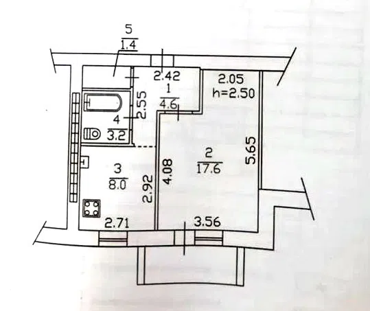 Продаётся 1-комнатная квартира, 37 м²