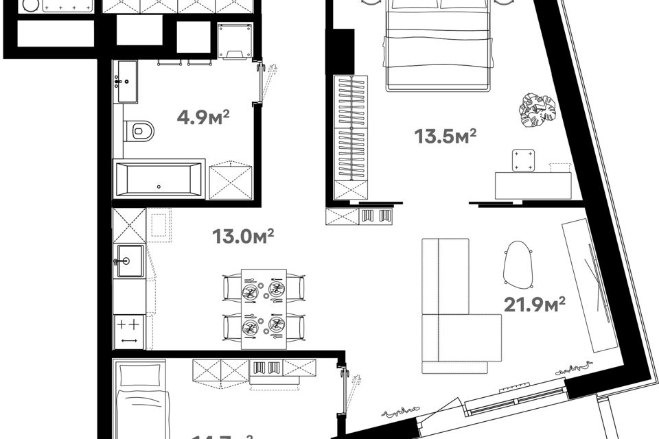 Продаётся 3-комнатная квартира, 87 м²
