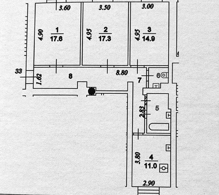 Продаётся 3-комнатная квартира, 86 м²