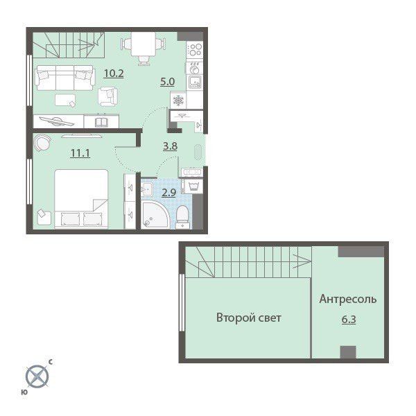Продаётся 2-комнатная квартира, 39.7 м²