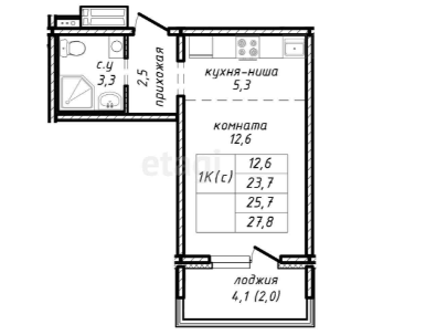 Продаётся студия, 25.7 м²