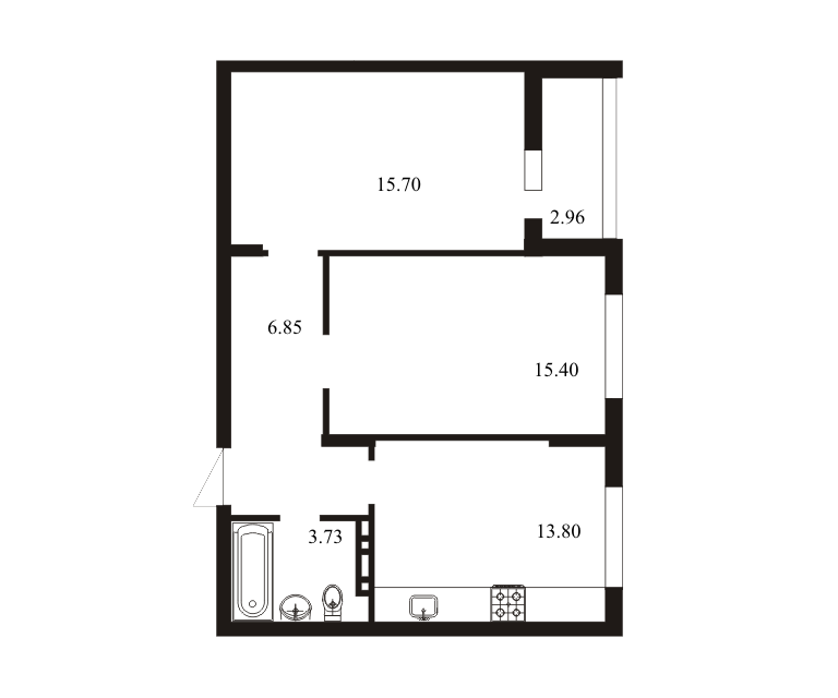 Продаётся 2-комнатная квартира, 58.44 м²