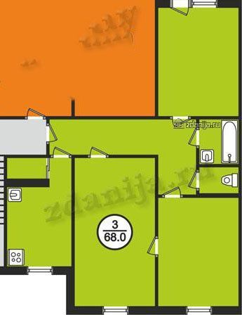 Продаётся 3-комнатная квартира, 67.9 м²