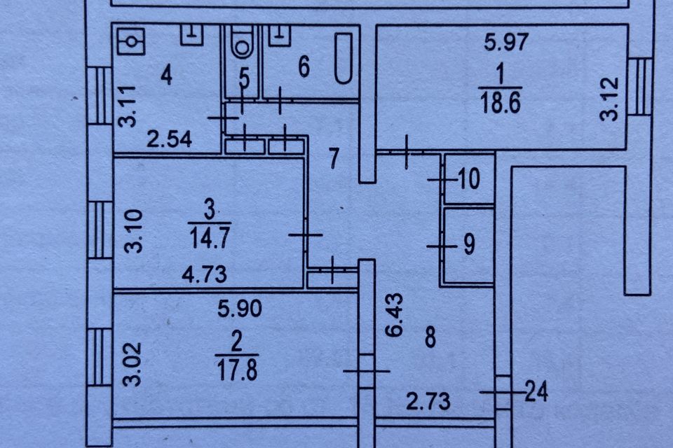 Продаётся 3-комнатная квартира, 89.5 м²