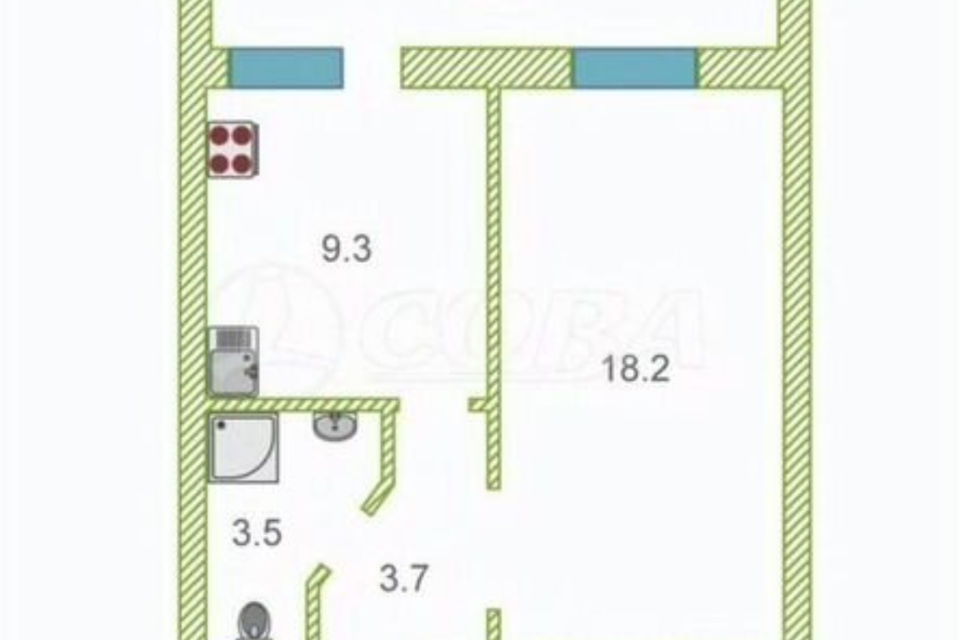 Продаётся 1-комнатная квартира, 42 м²