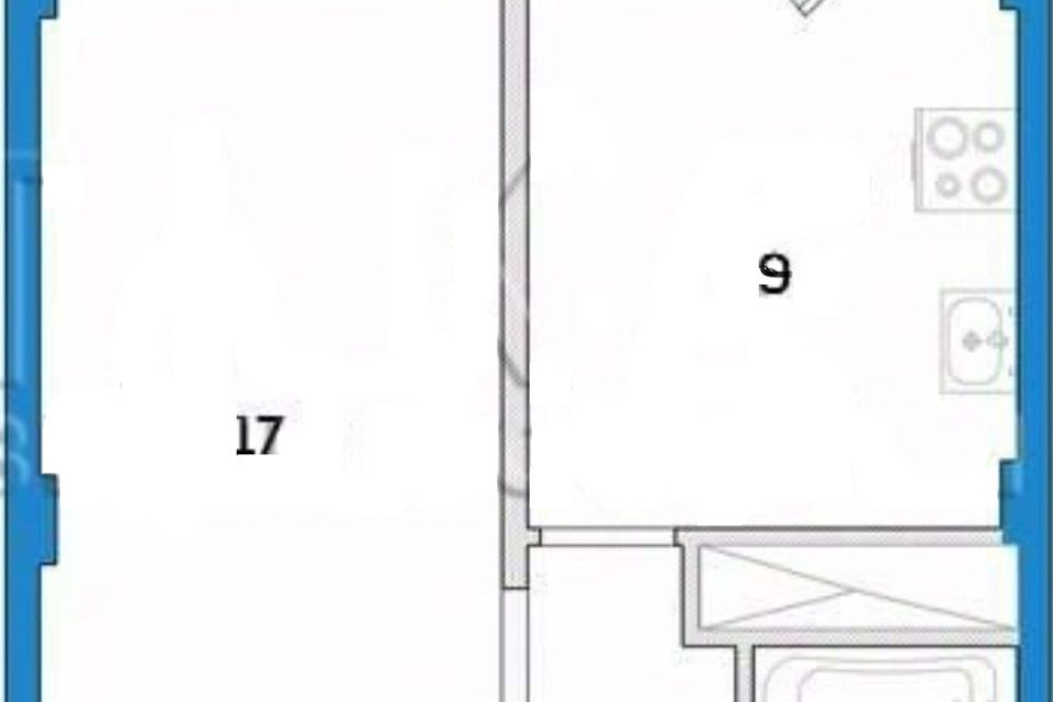 Продаётся 1-комнатная квартира, 33.5 м²