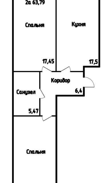 Продаётся 2-комнатная квартира, 63.79 м²