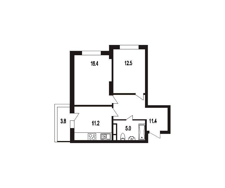 Продаётся 2-комнатная квартира, 60.3 м²