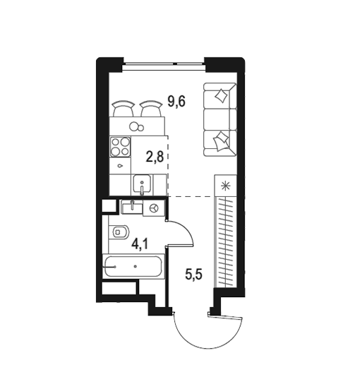 Продаётся студия, 22 м²